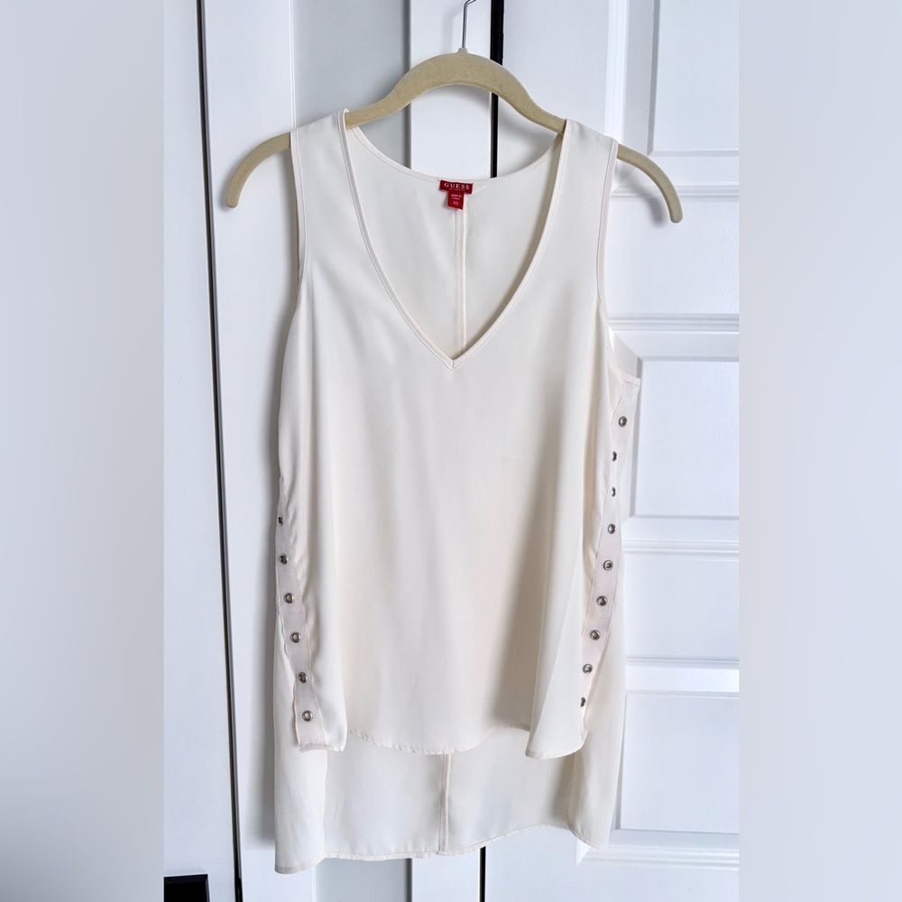 Guess Women's Ivory V-Neck Blouse